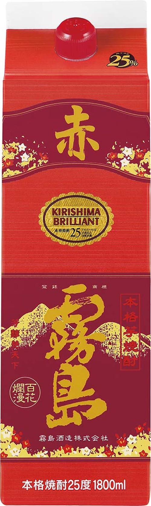 Amazon.co.jp: 赤霧島 25% パック 1800ml [ 焼酎 25度 宮崎県 ] : 食品
